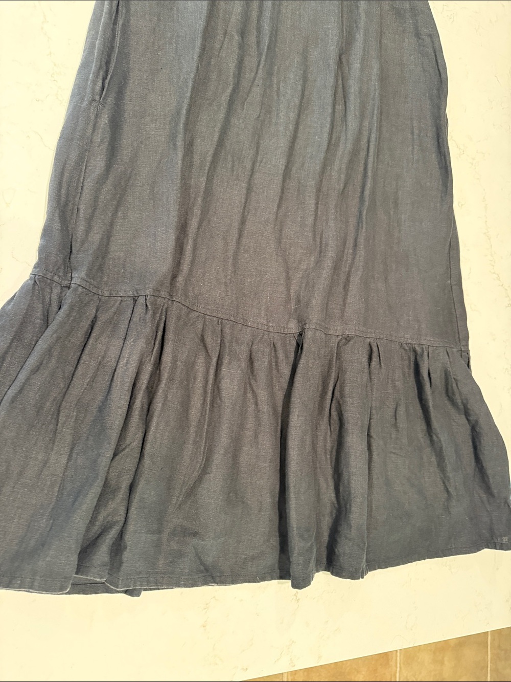 Women's black linen Maxi Sundress - Great quality. Made in Italy. - Picture 3 of 7